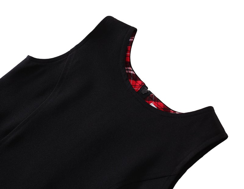 Bienzoe Girls School Uniform Jumper: Stretch Pleated Durable Kids Knee Length Sleeveless Dress Black 4 - Image 4