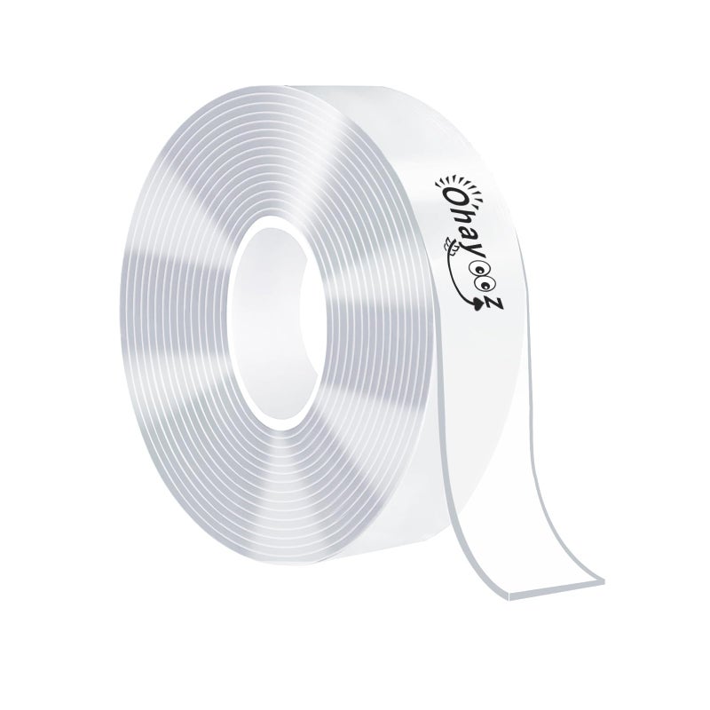 OhayoozÂ® Extra Strong Double Sided Tape Heavy Duty Removable 10FT, Clear Sticky Nano Adhesive Wall Tape for Hanging Picture, Poster, Carpet, Photo Deco - Image 1
