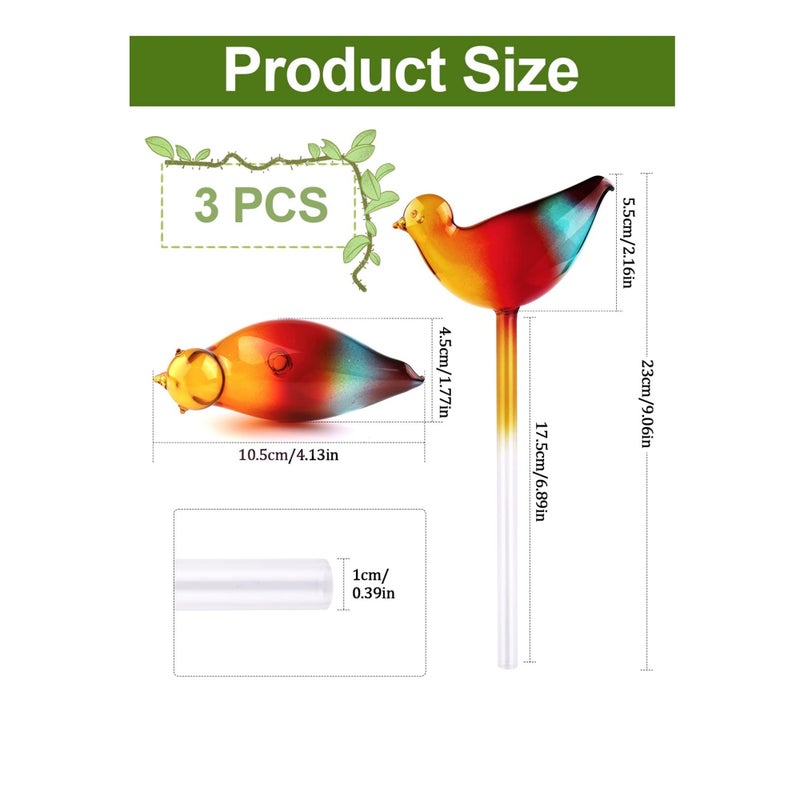 Zikra Automatic Plant Watering Globes, 3pcs Self Watering Planter Insert Spikes, Automatic Plant Waterer System Devices, Watering Drip Irrigation Equipment Water Bulbs For Indoor Outdoor Plants-Bird Shape - Image 3