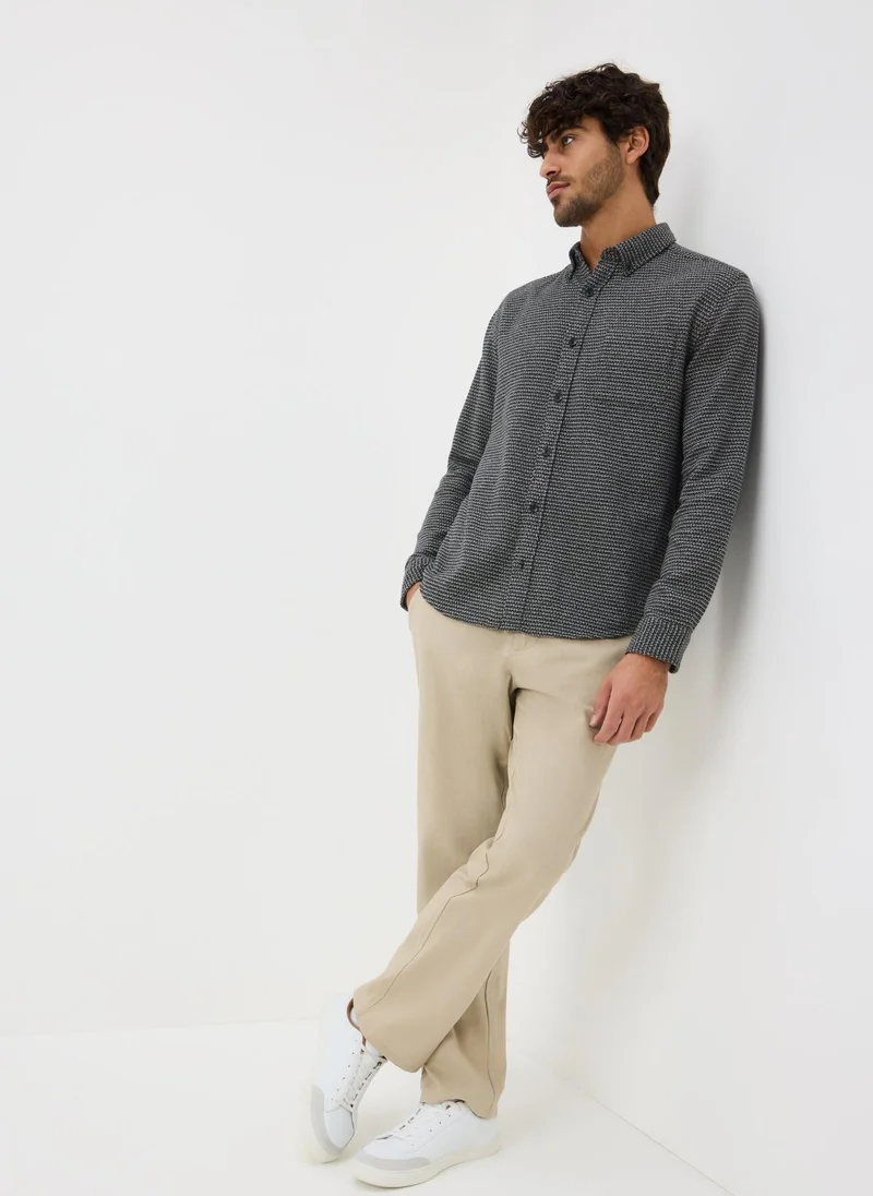 Matalan Grey Long Sleeve Waffle Print Shirt