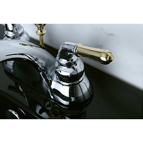 Kingston Brass KB2624 Naples 4-Inch Centerset Lavatory Faucet, Polished Chrome and Polished Brass - Image 4