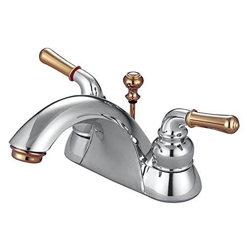 Kingston Brass KB2624 Naples 4-Inch Centerset Lavatory Faucet, Polished Chrome and Polished Brass - Image 1
