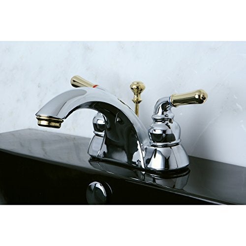 Kingston Brass KB2624 Naples 4-Inch Centerset Lavatory Faucet, Polished Chrome and Polished Brass - Image 2
