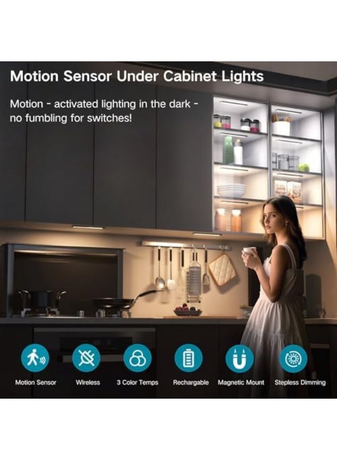 Motion Sensor Under Cabinet Lighting-Magnetic Rechargeable Closet Lights for Kitchen,Stairs,Wardrobe | 3-Color Dimmable LED Under Counter Lighting | Pro Battery Upgrade​ - Image 2