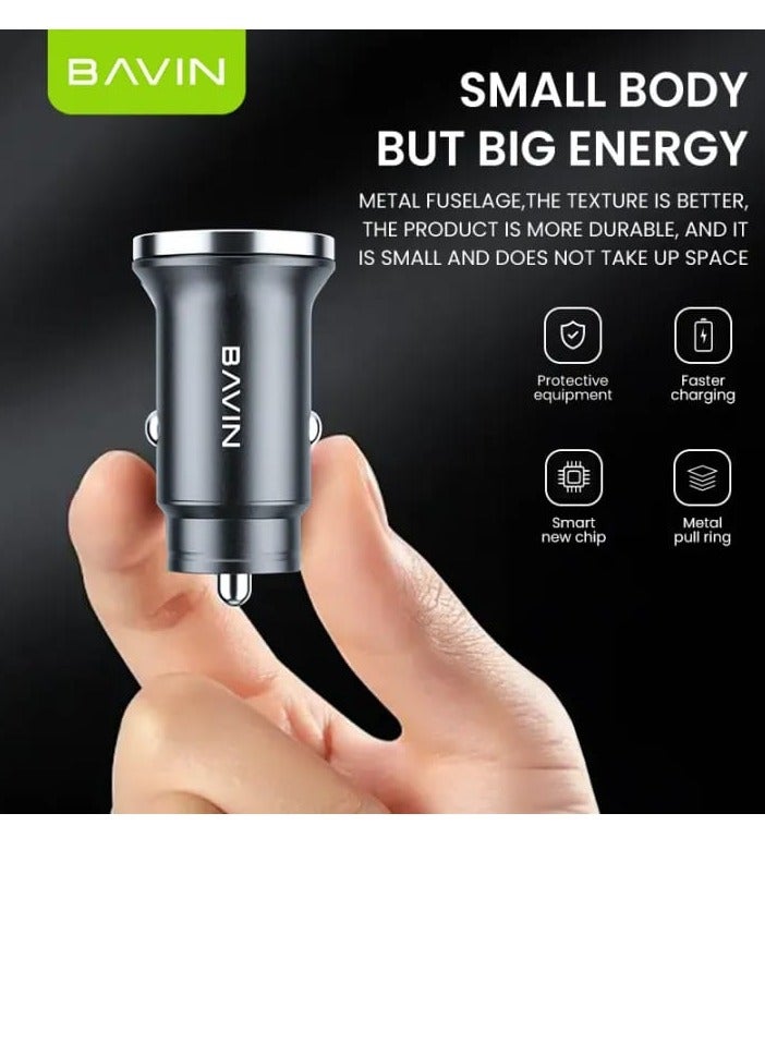 Bavin PC890 Car Charger With 18W USB Port And 20W Type-C Port Supports Fast Charging - Image 4