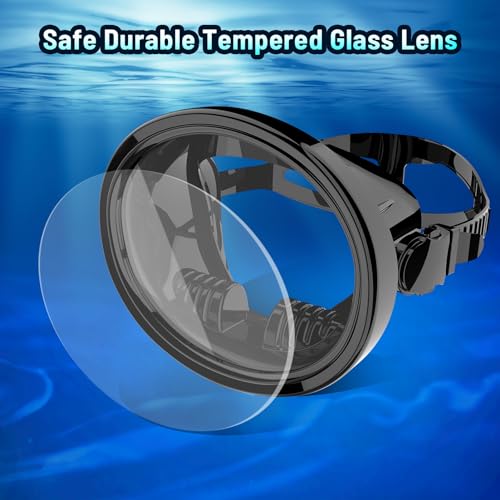 Jwintee Diving Mask Scuba Mask Spearfishing Mask Freediving Water Mask Tempered Glass Oval HD Anti-Fog Scuba Goggles for Adults - Image 3