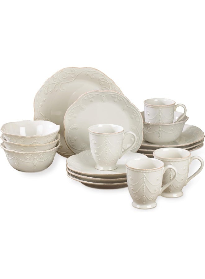 LENOX طقم أدوات مائدة لينكس 851745 فرنسي بيرل أبيض مكون من 16 قطعة - Image 1