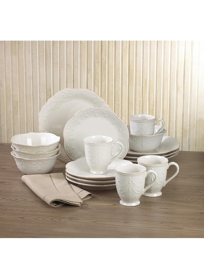 LENOX طقم أدوات مائدة لينكس 851745 فرنسي بيرل أبيض مكون من 16 قطعة - Image 2