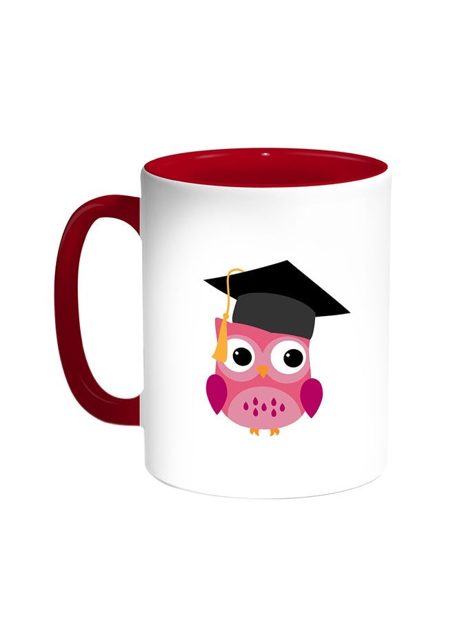 Graduation - Owl Picture Printed Coffee Mug Red/White 11ounce