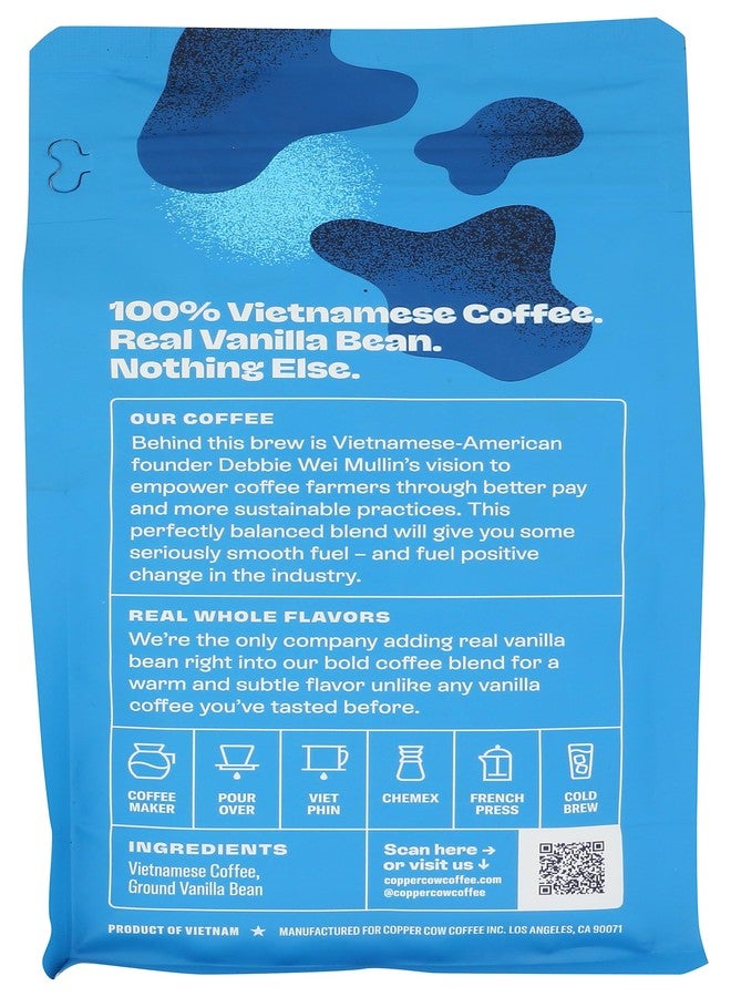 Copper Cow Coffee, Coffee Vanilla Ground, 12 Ounce - Image 2
