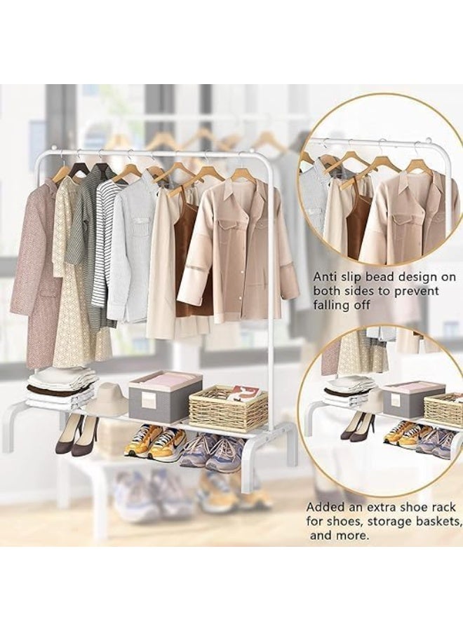 CAZADORA Upgrade your home organization with the CAZADORA Premium Clothes Rack. Designed for versatility and durability, this metal clothes stand is perfect for hanging coats, dresses, or daily outfits. Equipped with one or two storage shelves for shoes, bags, or boxes, and available with single or double hanging bars. Made from high-quality materials and finished in sleek white or black. Choose from five different sizes to suit your space – bedroom, bathroom, or hallway. Simple yet stylish solution for clutter-free living. - Image 4