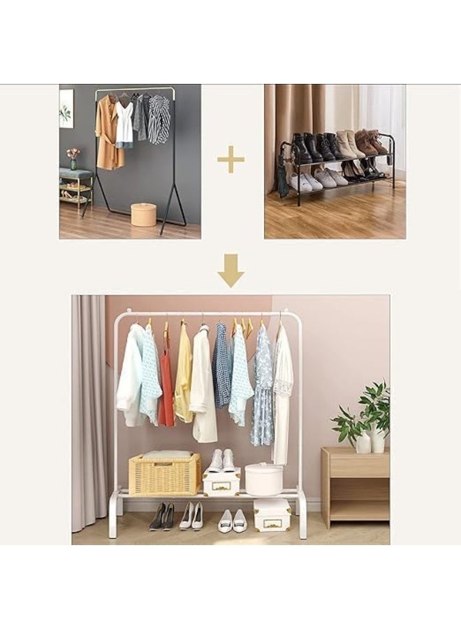 CAZADORA Upgrade your home organization with the CAZADORA Premium Clothes Rack. Designed for versatility and durability, this metal clothes stand is perfect for hanging coats, dresses, or daily outfits. Equipped with one or two storage shelves for shoes, bags, or boxes, and available with single or double hanging bars. Made from high-quality materials and finished in sleek white or black. Choose from five different sizes to suit your space – bedroom, bathroom, or hallway. Simple yet stylish solution for clutter-free living. - Image 3