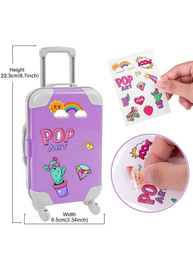 ebuddy 18 Inch Doll Clothes and Accessories Travel Set with Suitcase, Includes Jacket, Purple Dress, Hairpin, Hair Rings, Makeup, Sticker - Image 3