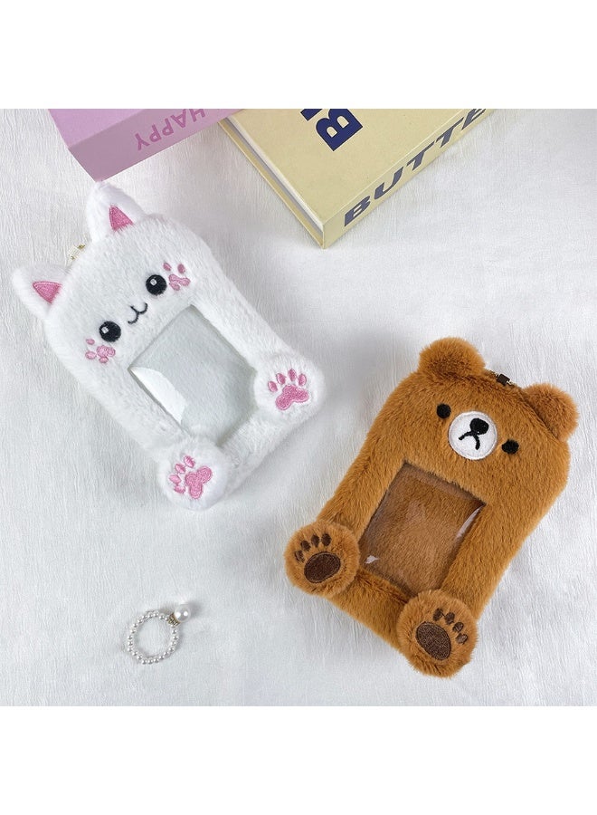 NIBEMINENT 1 - Piece Cute Cute Pet Kitten Bear Kpop Photo Card Holder Pendant Key Chain ID Badge Holder ID Card Holder Photo Card Protector for School ID Office ID Access Card for Women Girls - Image 2