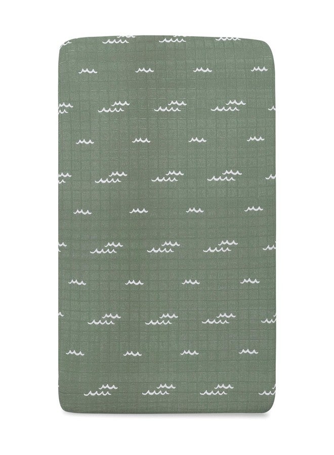 Babyletto 100% Organic Cotton All-Stages Midi Crib Sheet, GOTS-Certified, Fitted 360°, Ultra-Soft and Breathable Muslin - Ocean Waves - Image 5