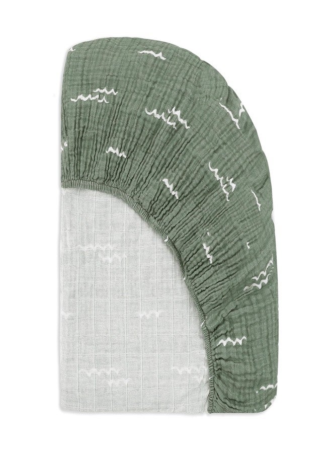 Babyletto 100% Organic Cotton All-Stages Midi Crib Sheet, GOTS-Certified, Fitted 360°, Ultra-Soft and Breathable Muslin - Ocean Waves - Image 3