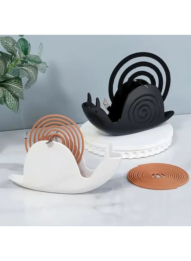 Creative Snail Mosquito Coil Burner with Ash Tray Fireproof Portable White - Image 1