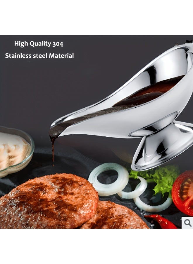 TrustMate 2-Piece Premium 304 Stainless Steel Gravy Boat Set (3 oz), Sauce Jug Server with Ergonomic Handle & Anti-Spill Spout, Perfect for Salad Dressings, Gravy & Condiments - Home Kitchen & Restaurant Use - Image 2
