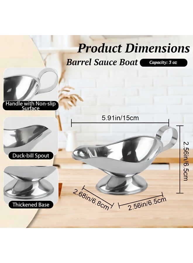 TrustMate 2-Piece Premium 304 Stainless Steel Gravy Boat Set (3 oz), Sauce Jug Server with Ergonomic Handle & Anti-Spill Spout, Perfect for Salad Dressings, Gravy & Condiments - Home Kitchen & Restaurant Use - Image 4