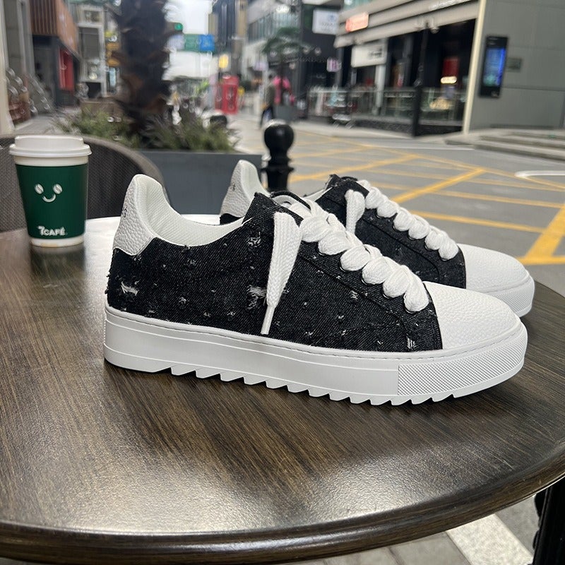 High Quality Numeris Men's Fashion Trendy Ripped Canvas Shoes Casual Couple Skate Shoes