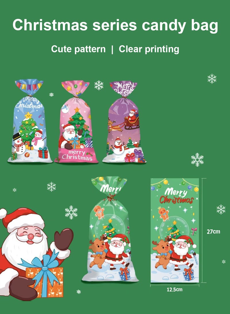 لوبيتيز شقة كيس حلوى عيد الميلاد ، مقابل كيس حلوى ( 1 حزمة 50 ، بما في ذلك 4 أنماط ) هدية عيد الميلاد كيس ، كيس حلوى الفشار ، مناسبة لحزب عيد الميلاد التعبئة والتغليف - Image 3