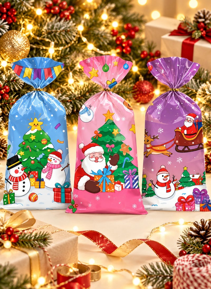 LOOPITYS Christmas flat candy bag, OPP candy bag (1 pack of 50, containing 4 styles), Christmas gift bag, popcorn biscuit candy bag, suitable packaging for Christmas parties - Image 4