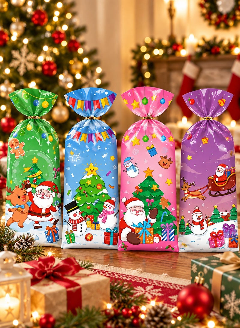 LOOPITYS Christmas flat candy bag, OPP candy bag (1 pack of 50, containing 4 styles), Christmas gift bag, popcorn biscuit candy bag, suitable packaging for Christmas parties - Image 5