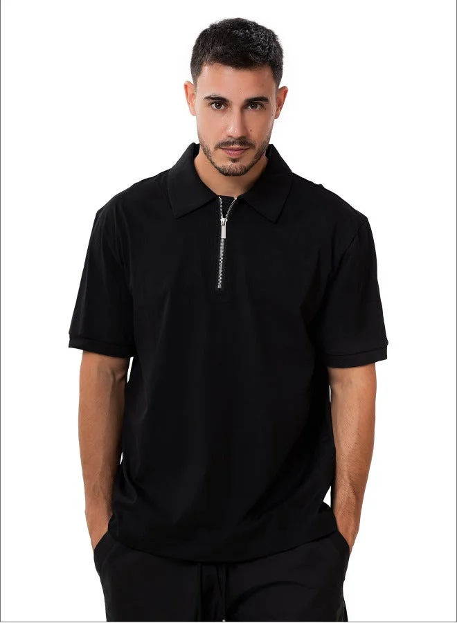 TANJIM SQUAD - ZIP POLO BLACK