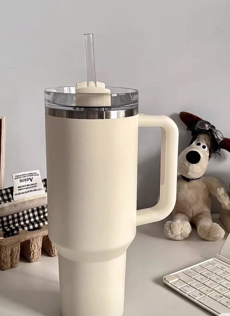 Sharpdo 304 Stainless Steel Large Capacity Car Handheld Straw Insulated Warm/Cool Cup, 1.18L 40oz - Image 4