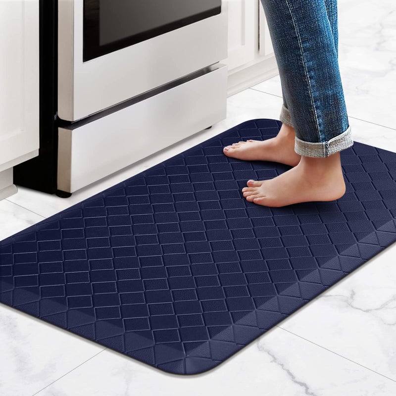 HappyTrends Kitchen Runner Rugs Anti-Fatigue mats,17.3"x 28",Non Slip Waterproof Ergonomic Comfort Mat for Kitchen, Floor Home, Office, Sink, Laundry,Blue - Image 1