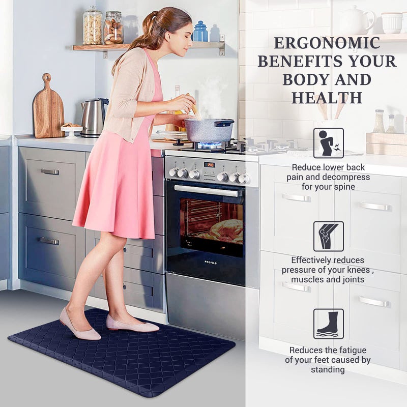 HappyTrends Kitchen Runner Rugs Anti-Fatigue mats,17.3"x 28",Non Slip Waterproof Ergonomic Comfort Mat for Kitchen, Floor Home, Office, Sink, Laundry,Blue - Image 5