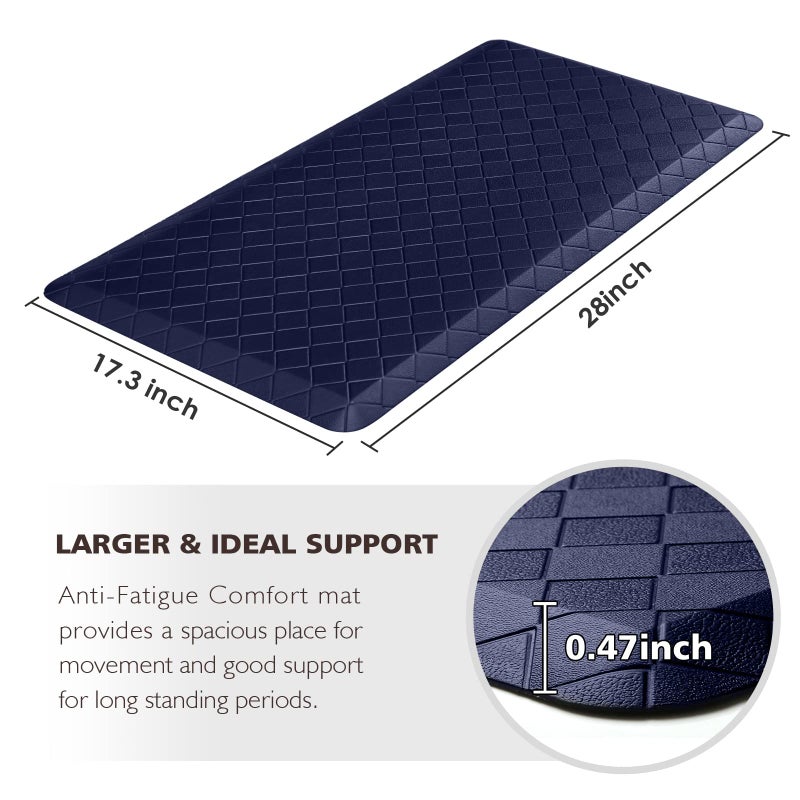 HappyTrends Kitchen Runner Rugs Anti-Fatigue mats,17.3"x 28",Non Slip Waterproof Ergonomic Comfort Mat for Kitchen, Floor Home, Office, Sink, Laundry,Blue - Image 2