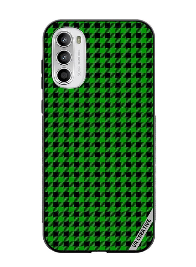 VR CREATIVE Protective Case Cover For Motorola Moto G82 Green And Black Buffalo Plaid Texture Checkered Seamless Pattern Design Multicolour - Image 1