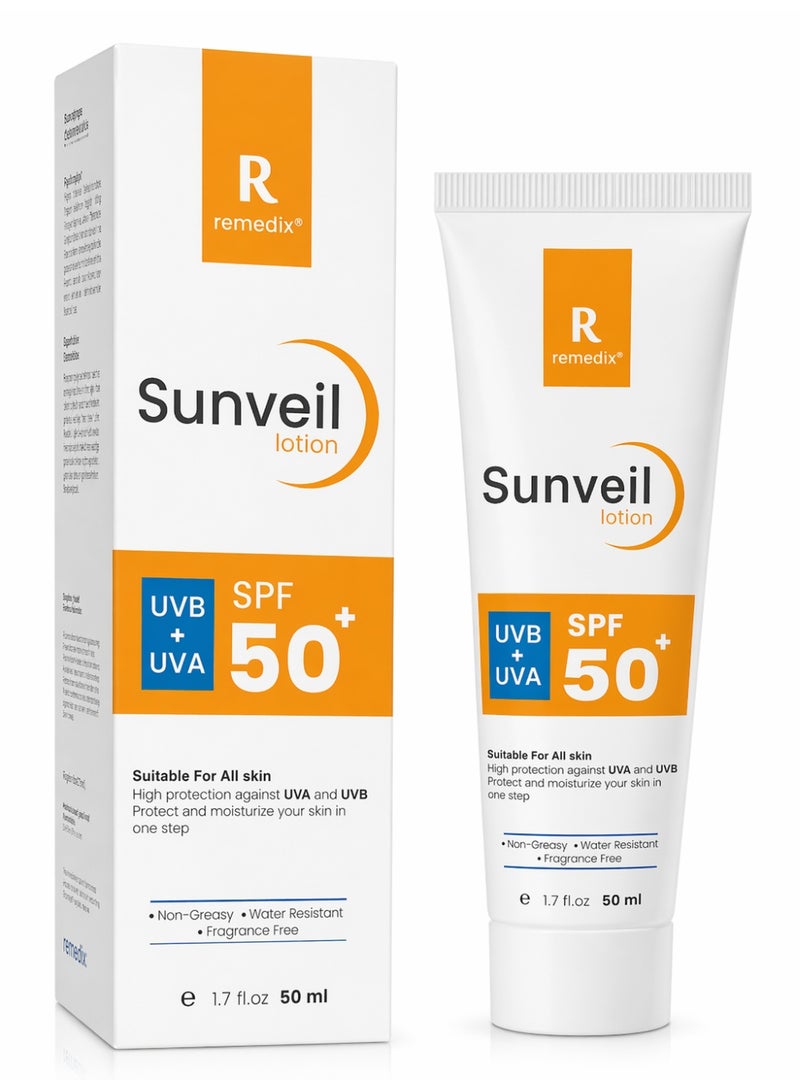 Remedix Sunveil SPF 50+ Lotion Sunscreen with 5 filters - 50 Ml - Image 1