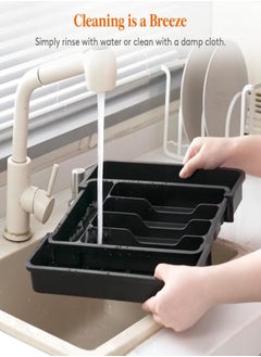 Beauenty Expandable Silverware Drawer Organizer, Adjustable Kitchen Flatware Organizer with Removable Dividers, Large Capacity Utensil Holder, Plastic Spoons Forks Knives Holder Storage Dividers Cutlery Tray  - Image 5