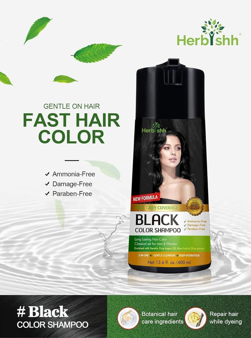 Herbishh Black Color Shampoo for Gray Hair - 400ml - Image 2