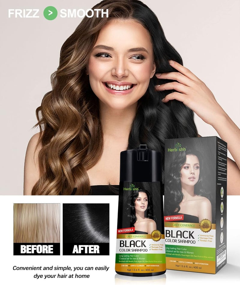 Herbishh Black Color Shampoo for Gray Hair - 400ml - Image 4
