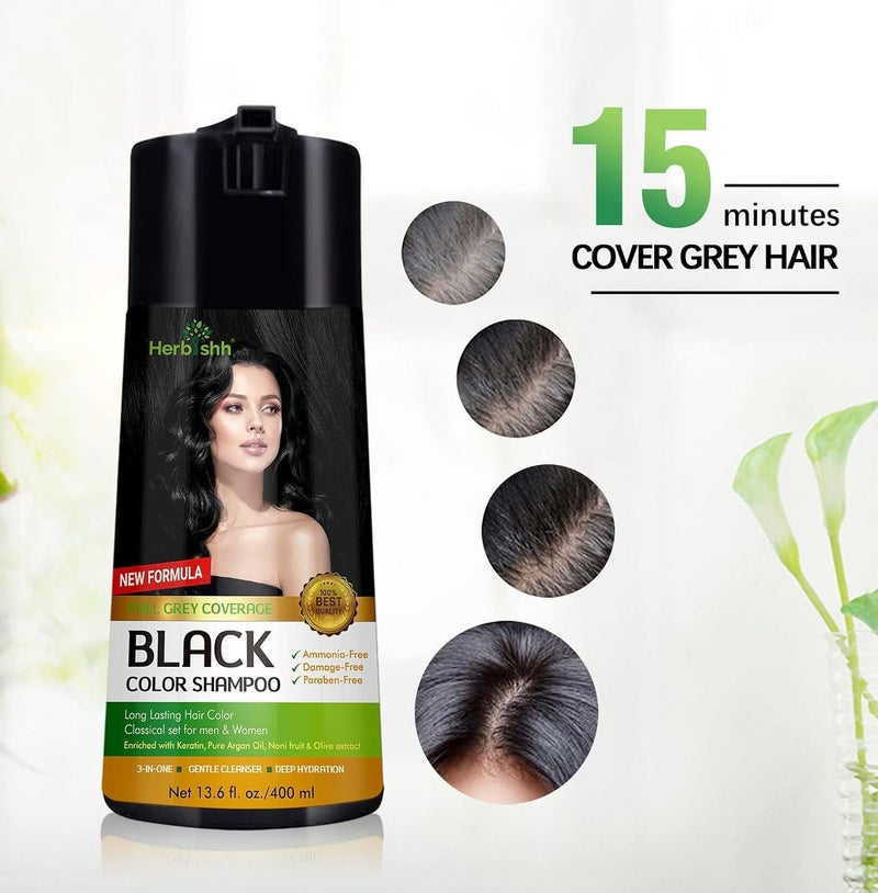 Herbishh Black Color Shampoo for Gray Hair - 400ml - Image 3