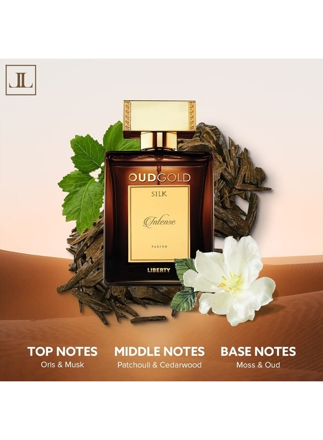 Liberty عطر عود جولد الفاخر الجذاب طويل الأمد (3 أيام) بخاخ عطر عود جولد سيلك إنتنس للرجال والنساء (100 مل/3.4 أونصة) ، مصنوع في فرنسا، نغمات خشبية - Image 1