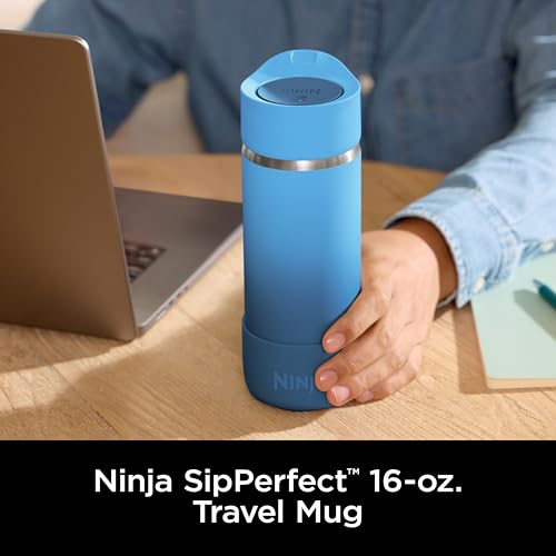 Ninja Travel Mug Sip Perfect 16oz Brings Hot Drinks to Sippable Temperature in Minutes Stainless Steel Leak Proof Dishwasher Safe Metal Insulated Tumbler Tropical Blue DW1603SB - Image 3