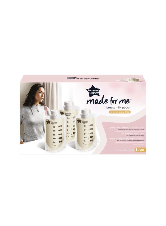 Breast Milk Pouches (70 Count) Compatible with All Leading Breast Pumps and Bottle Nipples, BPA-Free