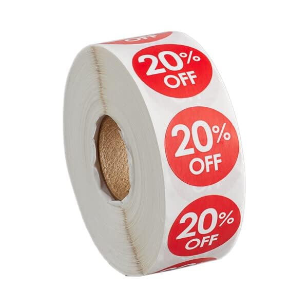 Kube with a K 1000 Stickers/Roll 20 Percent Permanent 1 Inch Label Discount Sticker - Image 2