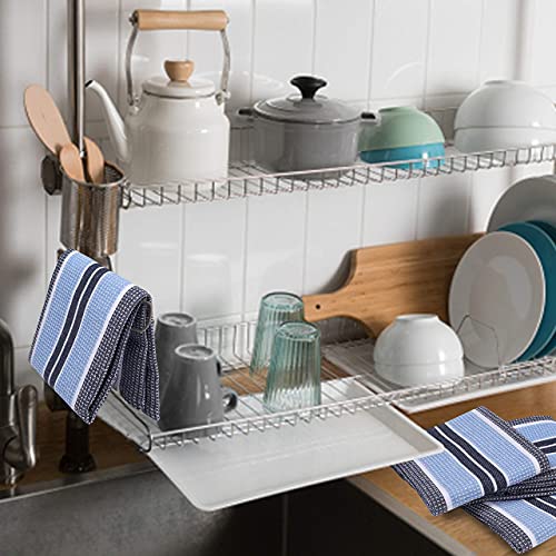Goroly Home Kitchen Towels 18x28 Inch, Set of 6, Honey Comb Design, Super Absorbent, Quick Dry, Soft, 100% Cotton Dish Towels for Wiping Hands, Drying Dishes, Cleaning Dishcloths Set - Sky Blue Navy - Image 3