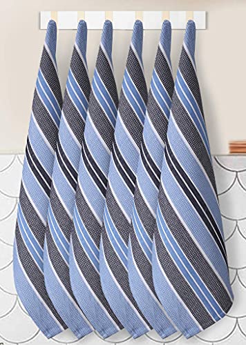 Goroly Home Kitchen Towels 18x28 Inch, Set of 6, Honey Comb Design, Super Absorbent, Quick Dry, Soft, 100% Cotton Dish Towels for Wiping Hands, Drying Dishes, Cleaning Dishcloths Set - Sky Blue Navy - Image 4