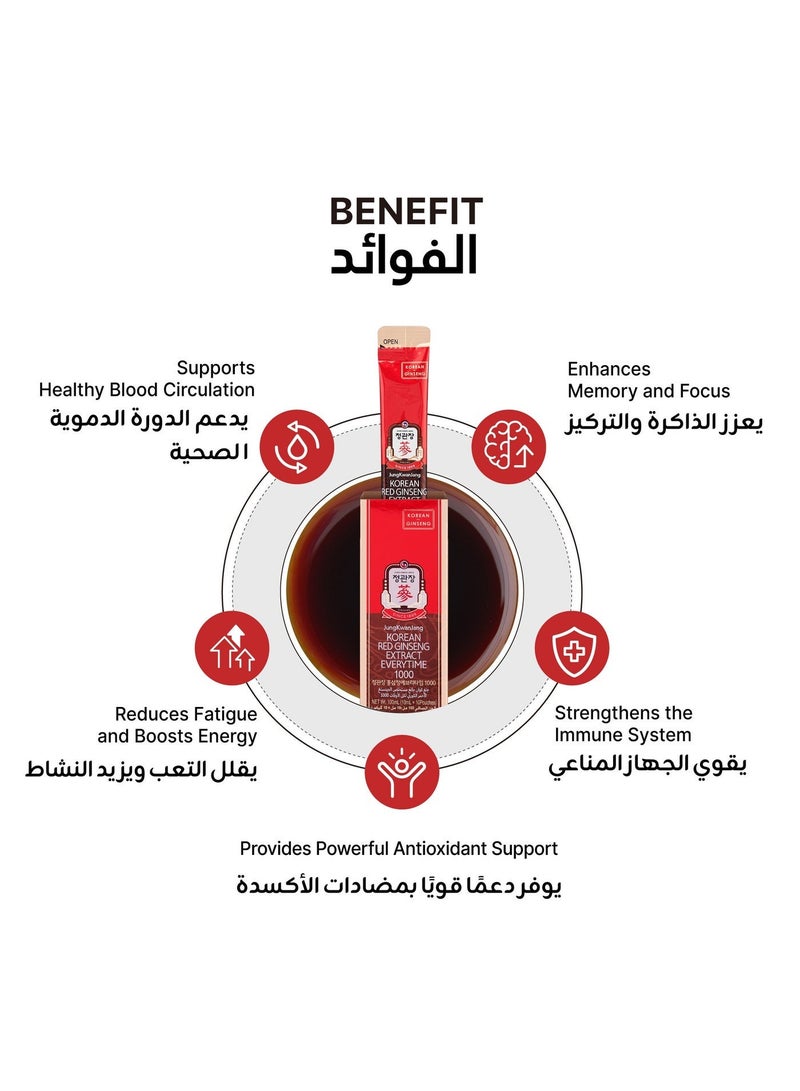 Jung Kwan Jang Korean Red Ginseng Everytime 1000 | Premium 6-Year Korean Red Ginseng Extract | 20 Liquid Sticks | Sugar Free | Gluten Free | Made in Korea - Image 2