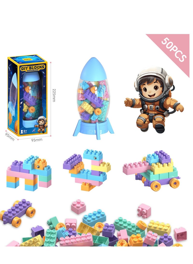 Generic Macaron DIY Building Blocks Rocket Storage Gift Box - Educational Assembly Toy  - Image 2