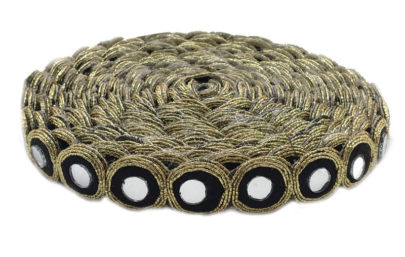 GOELX Round Shiny Mirror Lace 9 Mtr  98 Yards Border for Dresses Sarees Suits Blouses Dupattas Bags Art  Craft  Red