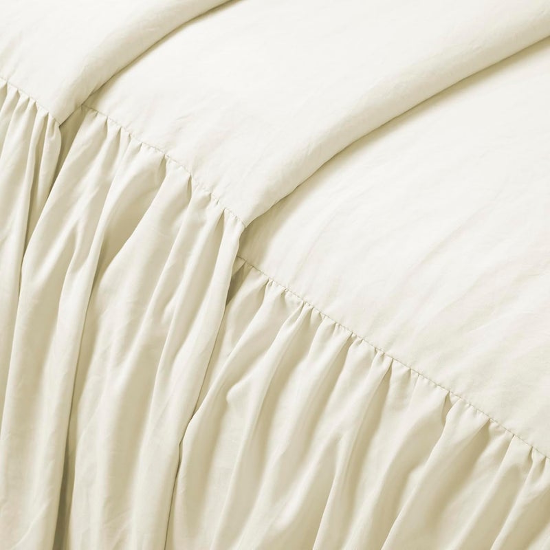 Lush Decor Global easy assemble picks Ruffle Skirt Bedspread Ivory Shabby Chic Farmhouse Style Lightweight 3 Piece Set, King KSA market compliant quality - Image 4