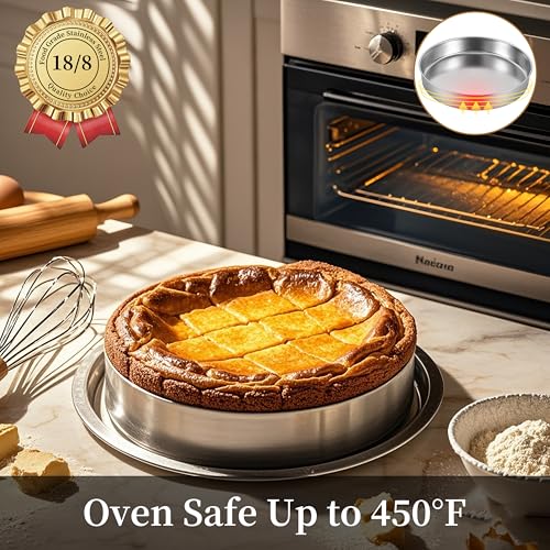 Inqibee Round Stainless Steel Cake Pans Set of 3 (8 inch / 9½ inch / 11 inch), Layer Cake Baking Pan, Perfect for Birthday Wedding Tier Cake, Physics Anti-Stick, Non-Toxic, Dishwasher Safe - Image 4