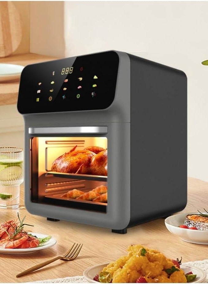 بريمو بلس مقلاة هوائية بسعة كبيرة 12 لتر مع نافذة كبيرة مرئية وشاشة لمس ذكية 1350 واط، فرن كهربائي متعدد الوظائف , قلاية هوائية بدون زيت - Image 5